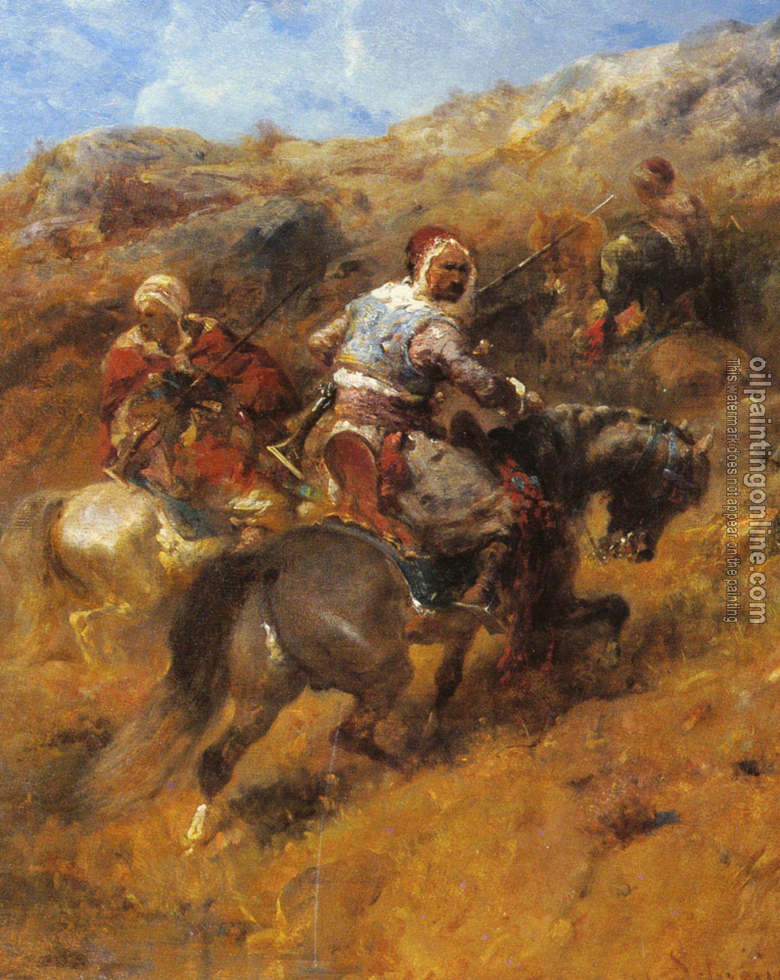 Adolf Schreyer - Arab Warriors On A Hillside